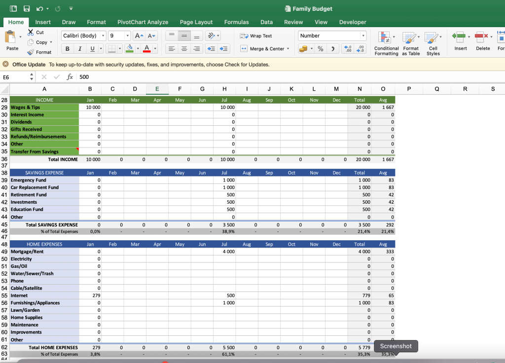 Family Budget Planner Excel Spread Sheet and Google Sheet
