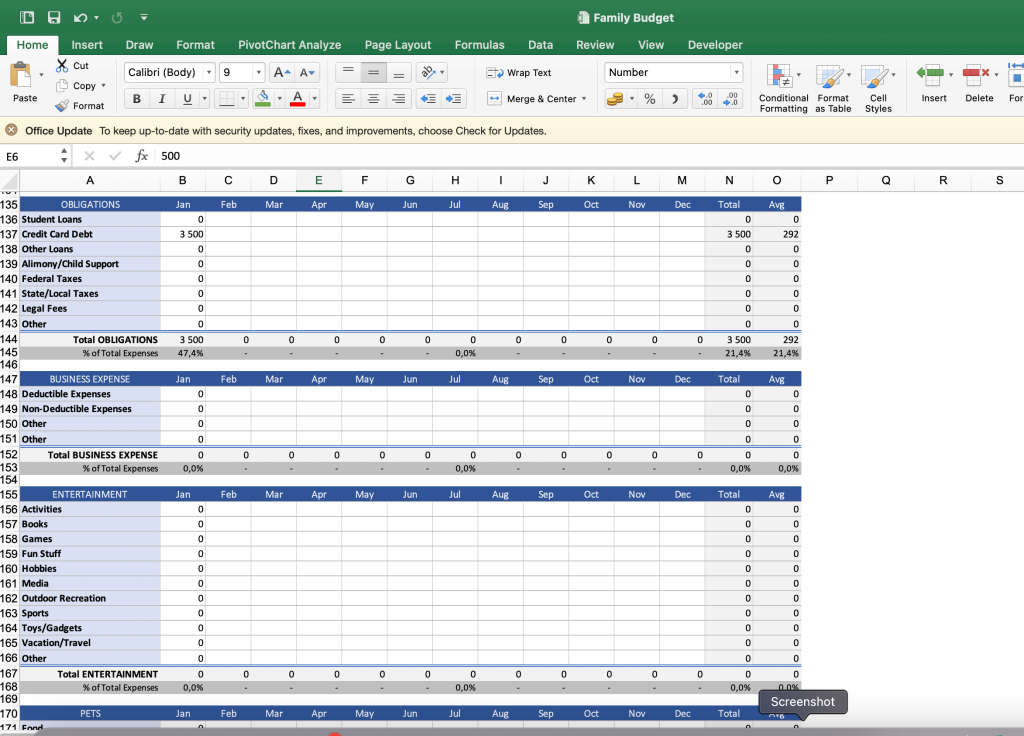 Family Budget Planner Excel Spread Sheet and Google Sheet