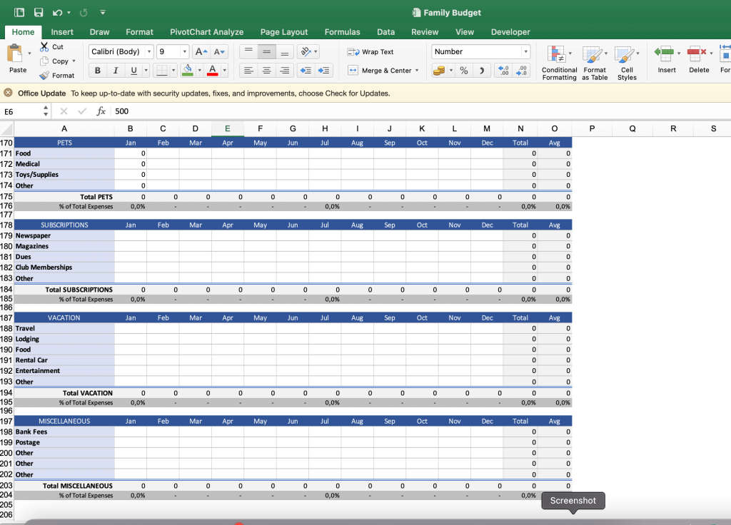 Family Budget Planner Excel Spread Sheet and Google Sheet