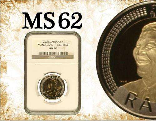 Nelson Mandela 90th Birthday 2008 R5 MS62 (NGC Graded)