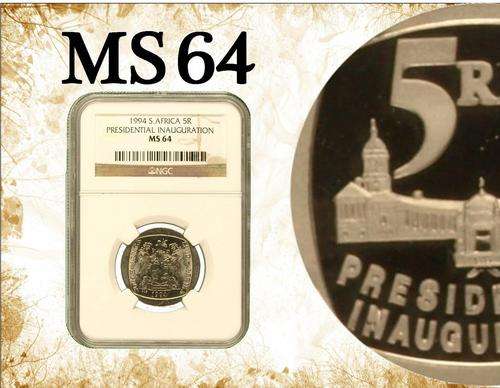 Nelson Mandela Inauguration 1994 R5 MS64 (NGC Graded)