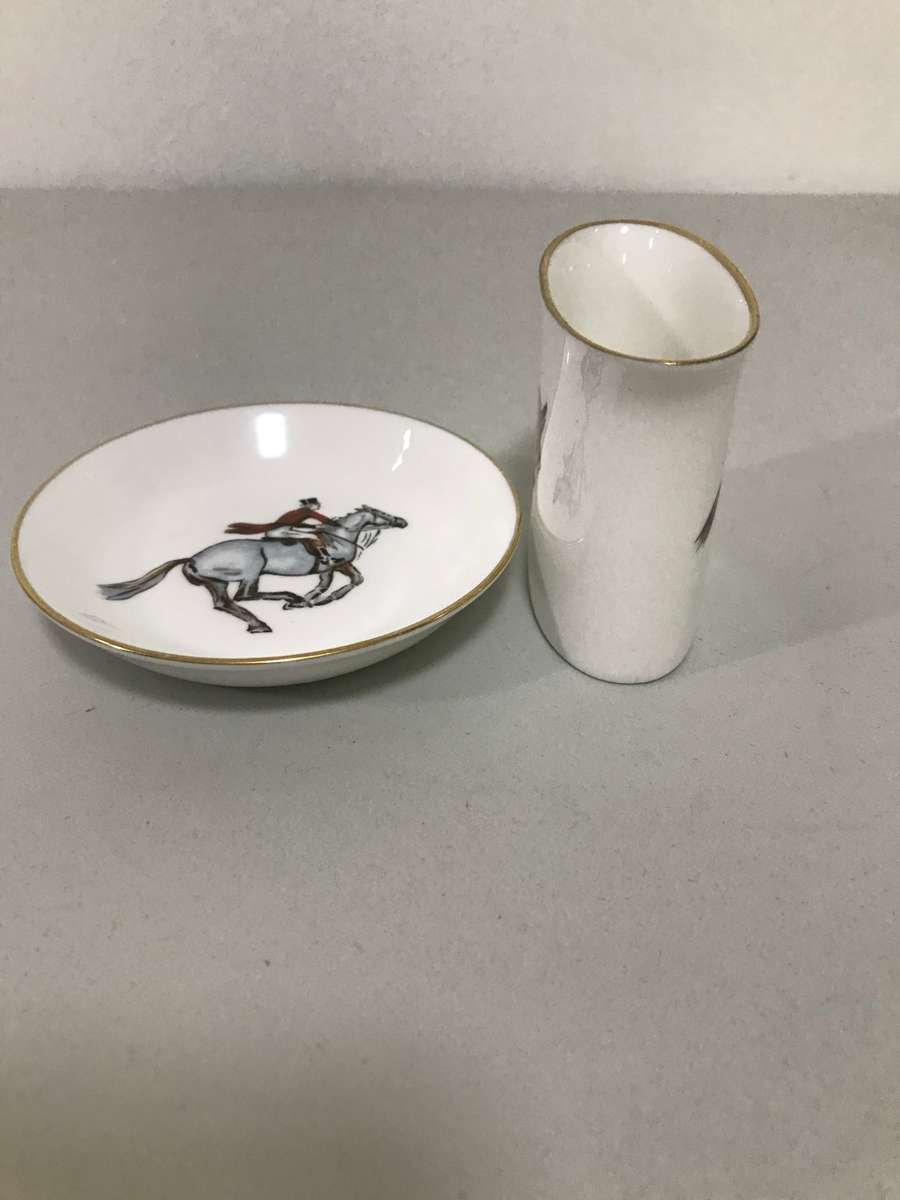 Royal Worcester Toothpick and small plate Fine bone china 20th century set of