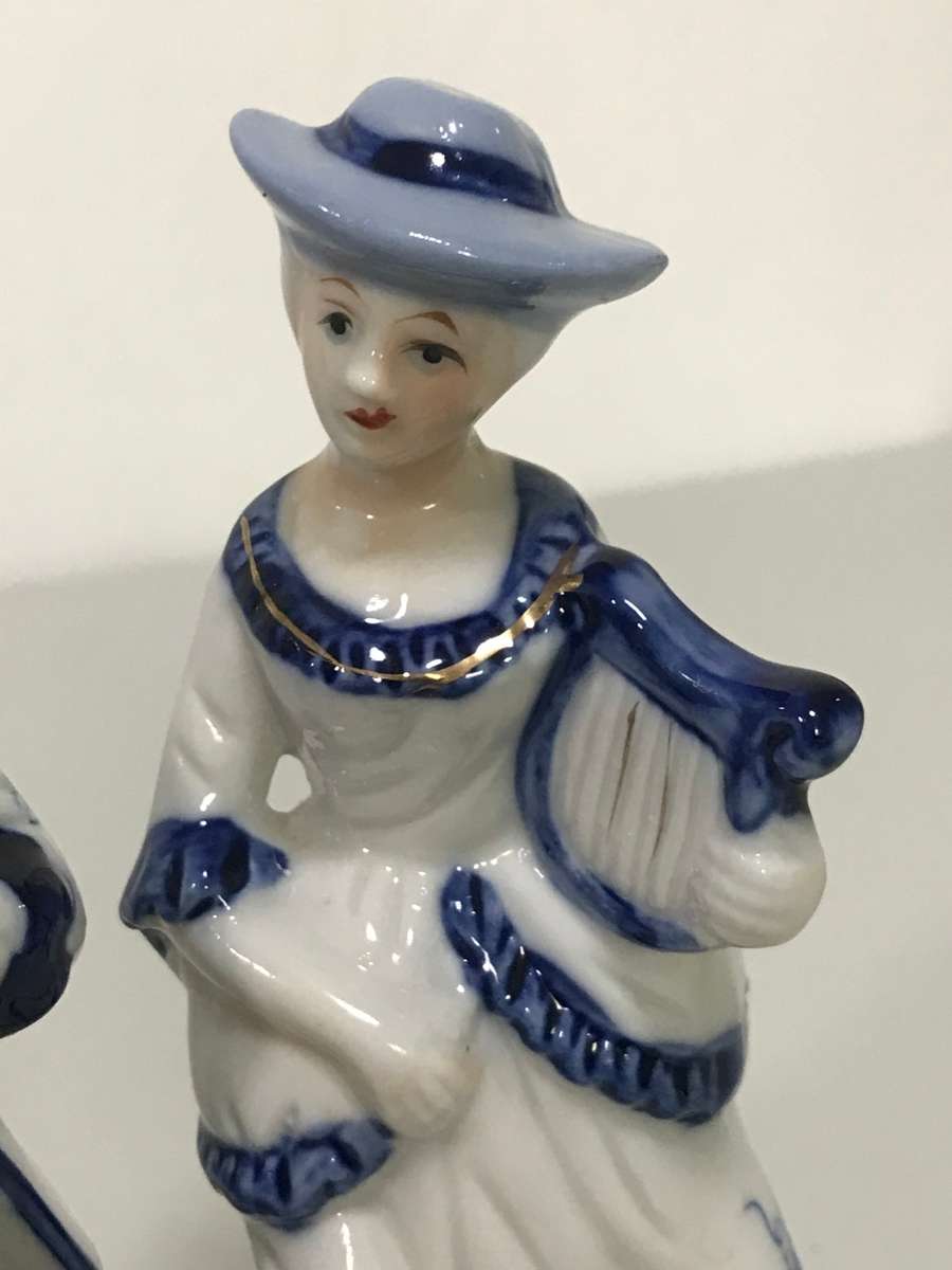 Two Porcelain Louis xv Style Belgian Figurines 24cm high 1960