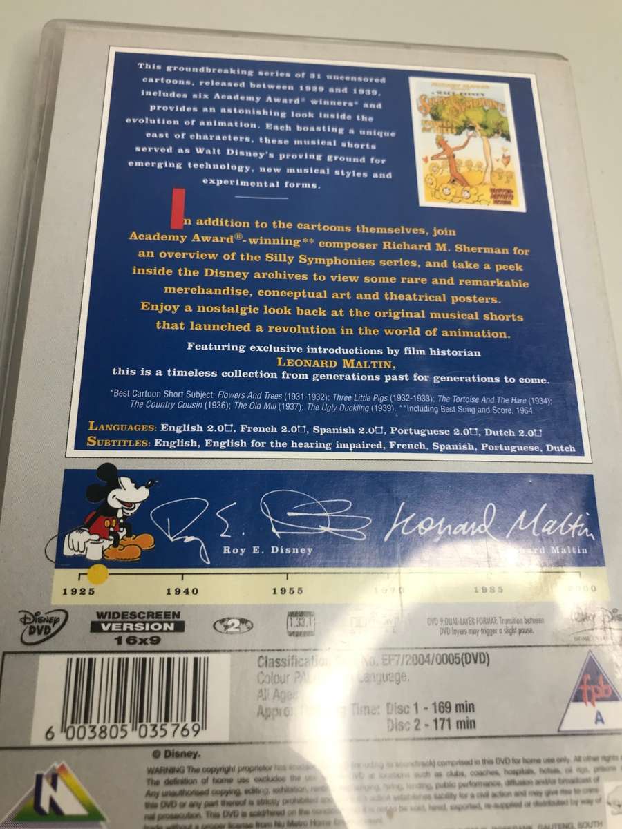 DVD Walt Disney Treasures Silly Symphonies Historic Musical Animated Classics 1931 two disks