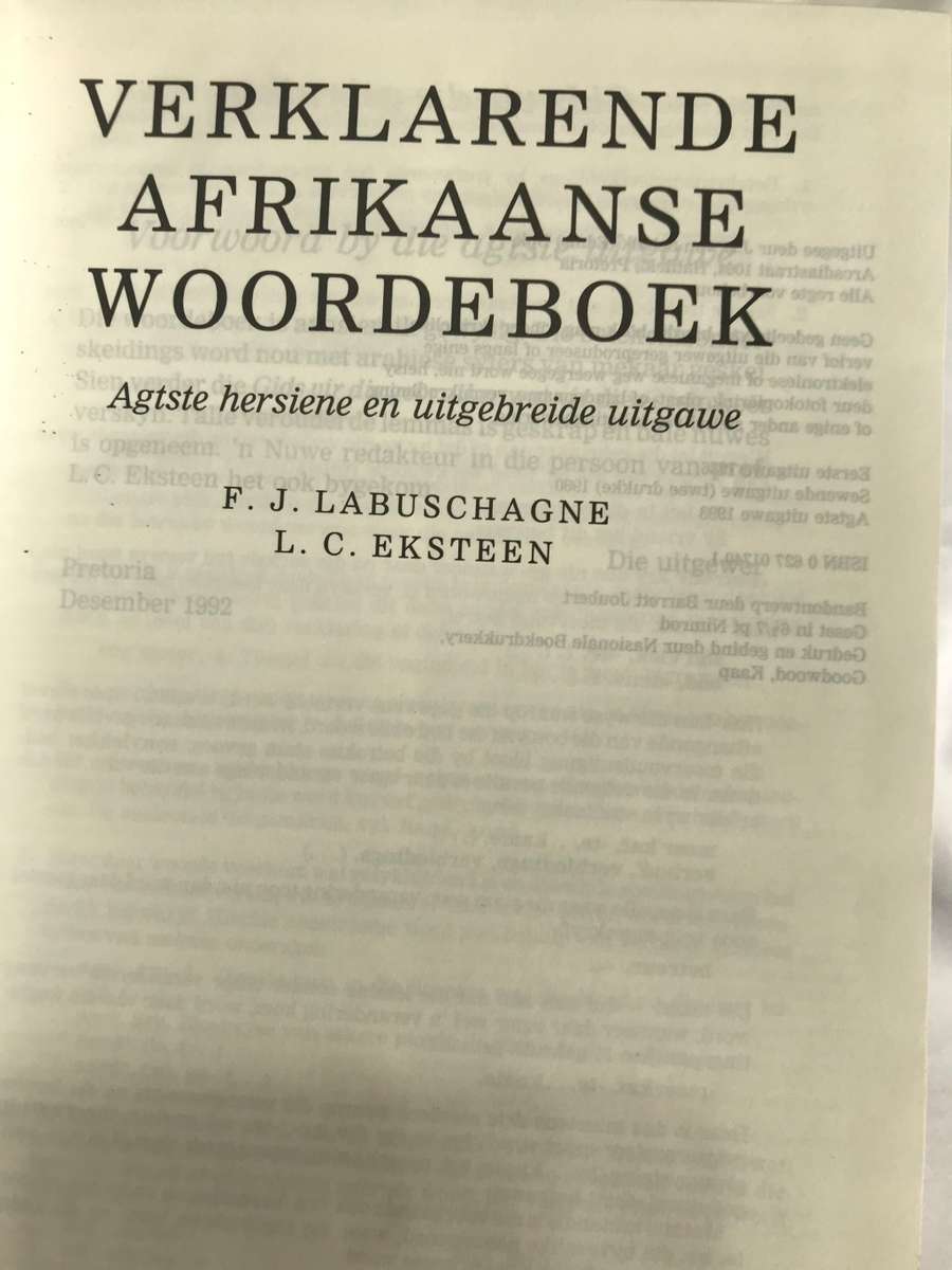 Verklarende Woordeboek Labuschagne.Eksteen