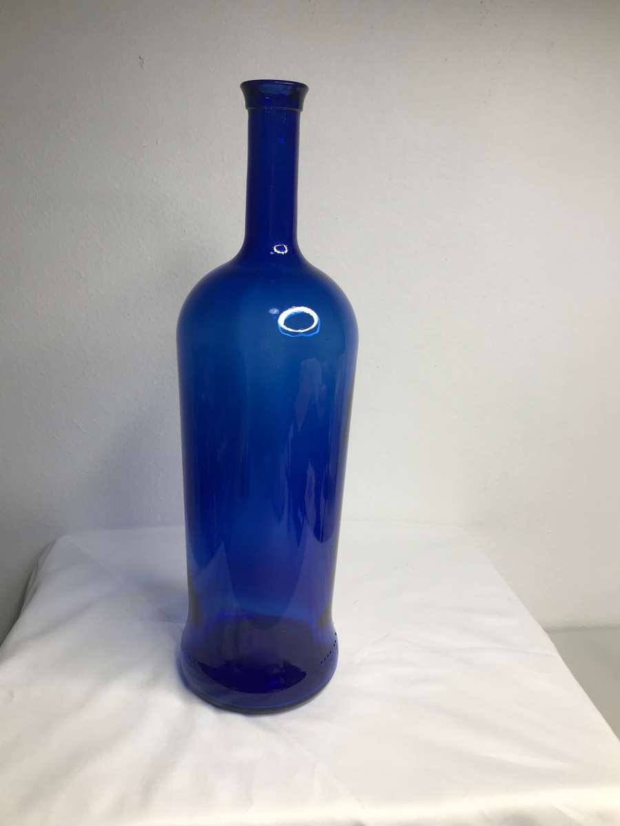 Cobalt Blue 2 Liter Wine Bottle Large no cork 35cm x 10cm