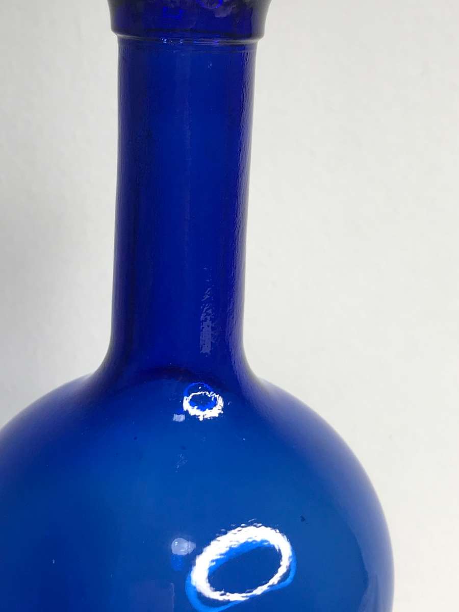 Cobalt Blue 2 Liter Wine Bottle Large no cork 35cm x 10cm
