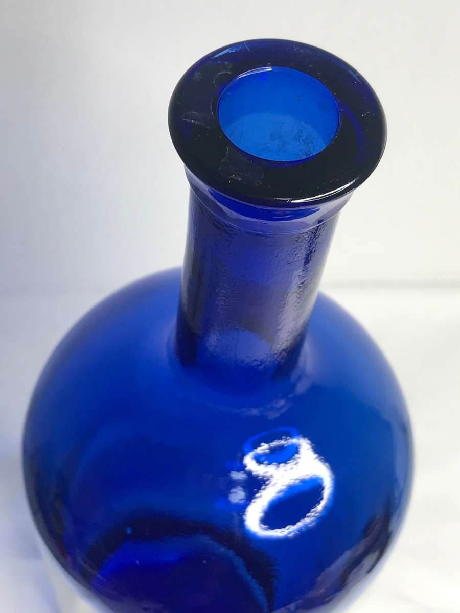 Cobalt Blue 2 Liter Wine Bottle Large no cork 35cm x 10cm