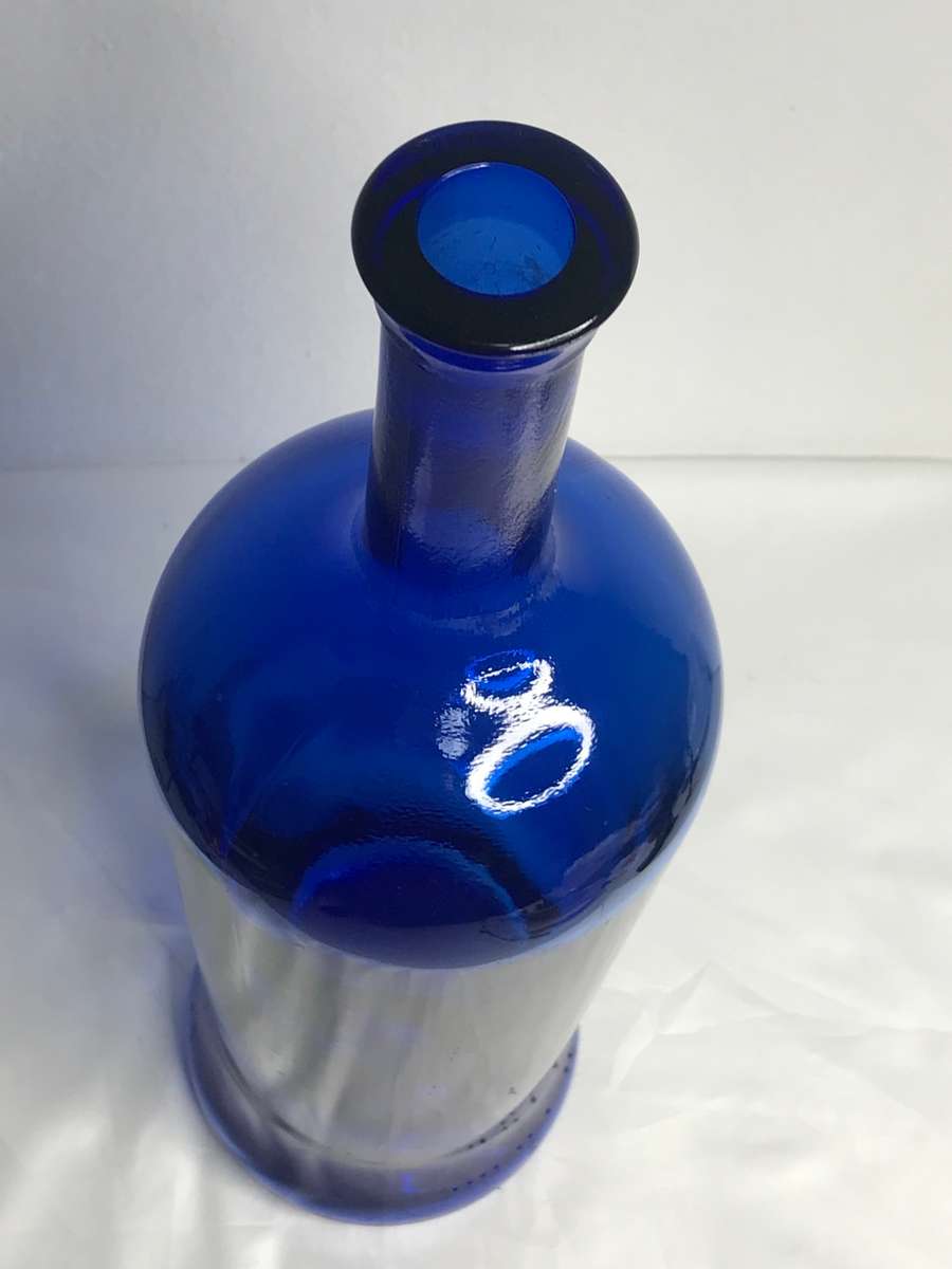 Cobalt Blue 2 Liter Wine Bottle Large no cork 35cm x 10cm