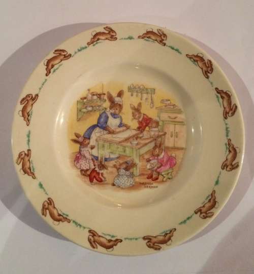 Royal Doulton Bunnykins Very Rare Barbara Vernon Signed Breakfast Plate