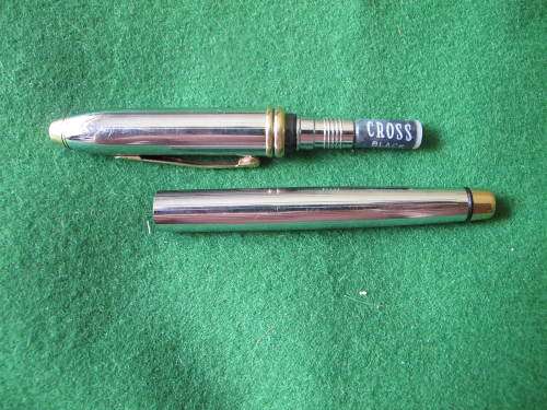 CROSS - IRELAND - SUPERB FOUNTAIN PEN LIFETIME GUARANTEE CHROME  & GOLD PLATE