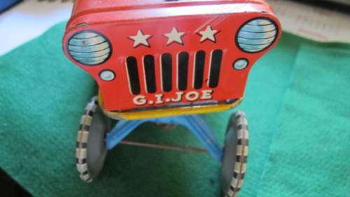 G.I. JOE AND HIS JOUNCING JEEP - VINTAGE TIN PLATE TOY - SUPERB CONDITION - WWII - 4-11-44 - WORKING