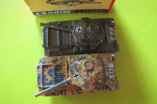 MODEL AUTOMOBILES - MIGHTY MIDGET -2 GERMAN TANKS - # 14  MADE IN ENGLAND- BOXED
