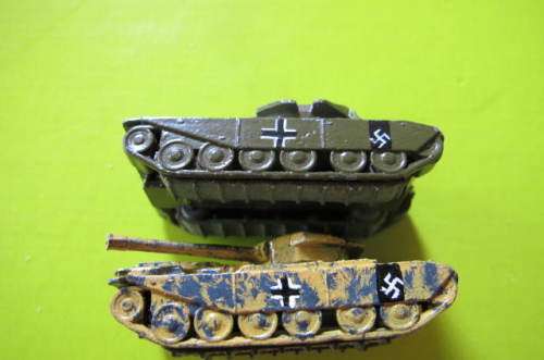 MODEL AUTOMOBILES - MIGHTY MIDGET -2 GERMAN TANKS - # 14  MADE IN ENGLAND- BOXED