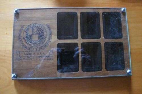 ZIPPO COLLECTORS WOODEN AND GLASS ITEM TO HOLD 6 LIGHTERS