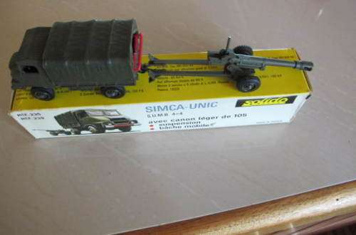 SOLIDO - NUMBER 235 -  SIMCA - UNIC S.U.M.B. 4 X 4  TRUCK AND CANNON BOXED NEVER PLAYED
