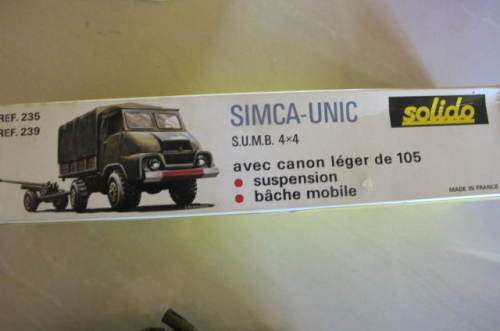 SOLIDO - NUMBER 235 -  SIMCA - UNIC S.U.M.B. 4 X 4  TRUCK AND CANNON BOXED NEVER PLAYED