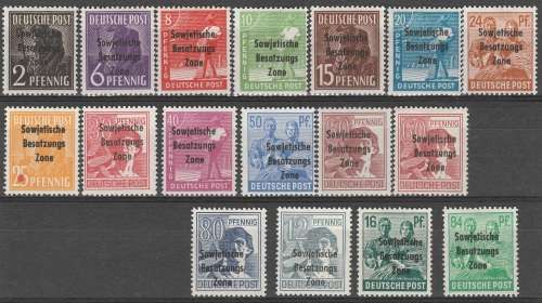 Germany 1947 Allied occupation Russian Zone Complete set Hinged Mint SG R1-R17 R1950