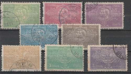 Serbia 1904 Coronation set Fine Used SG 108-115 R720
