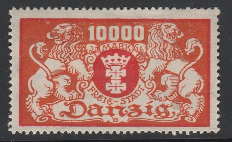 Danzig 1923 10000M Underprint Omitted Michel 147F Unmounted Mint R670