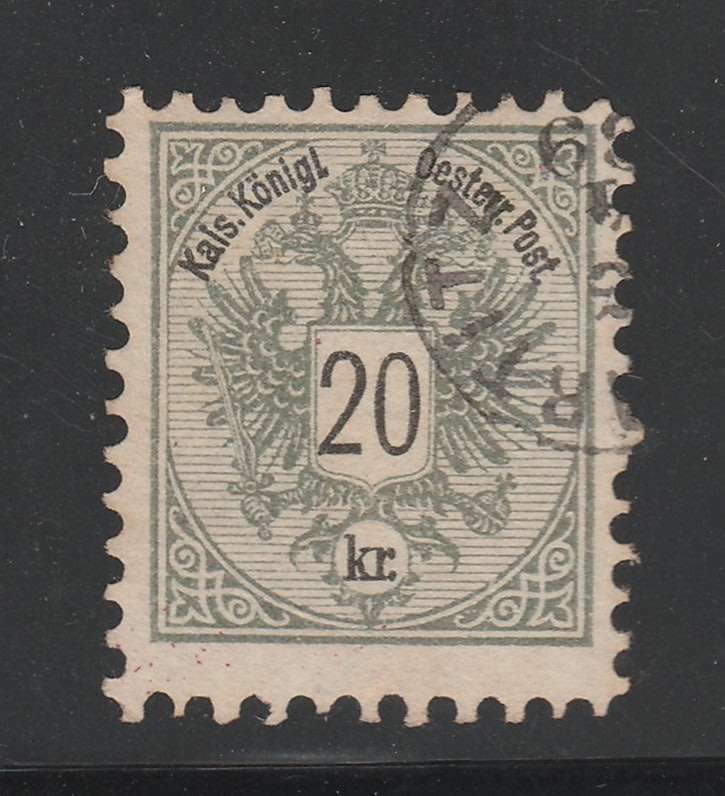 Austria 1883 20Kr Perf 10.1/2 Michel 48D Fine Used R6870