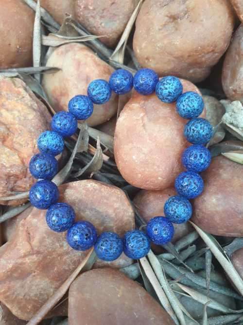 Blue lava rock beaded bracelet / Bargain R1 starting bid!