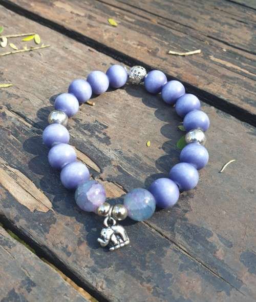Gorgeous Beaded Bracelet with Elephant Charm Symbolizing Good Luck to the Wearer