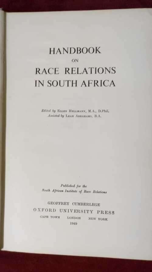 Handbook on Race Relations in South Africa (1949)
