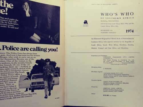 Who`s Who of Southern Africa 1974