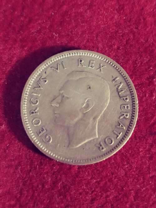 S. Africa silver shilling 1943