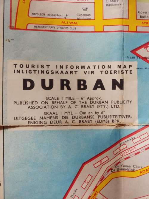 Durban  Tourist Information Map - 1980s