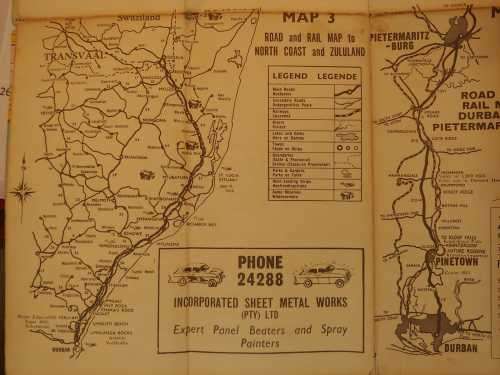 Durban  Tourist Information Map - 1980s