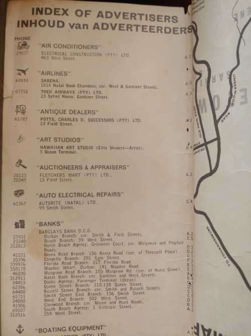 Durban  Tourist Information Map - 1980s