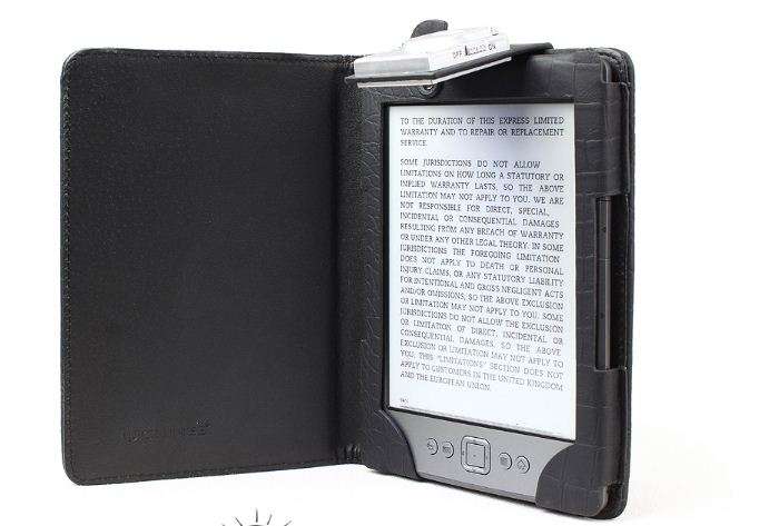Amazon Kindle 4 e-book Reader Black Protective Lighted Case Cover  w/ Light