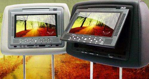2 x Car DVD Headrest  - Black, Gray and Beige Available - 7" Screen, USB, Game, Video, MP4, DVD