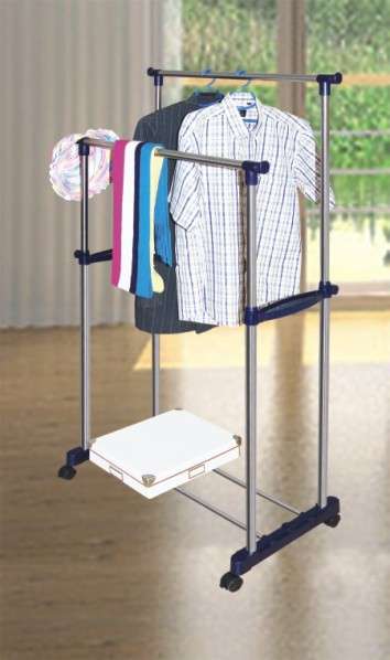 Double Bar Adjustable Hanging Clothes Rail  Rack
