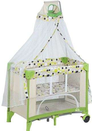 Folding Baby Cot with Covering Net and Wheels