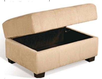 Microfiber Chair Storage Ottoman Beige