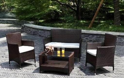 Atlantis 4 Piece Wicker Patio Outdoor Living Set with Cushions
