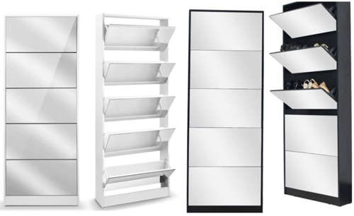 5 Shelve Shoe Storage Cabinet  With Mirror | Free Shipping