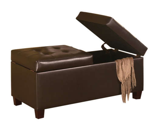 Stylish Leatherette Double Coffee Table Ottoman