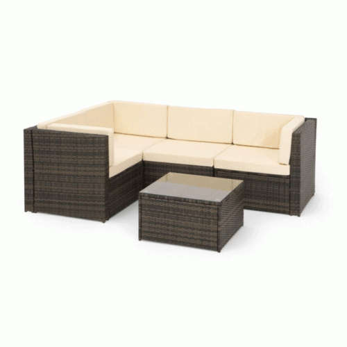 Vegas Five Piece Outdoor Wicker Sectional Living sofa Set