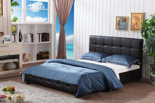 Hazlo Upholstered Faux Leather Bed Base with Headboard