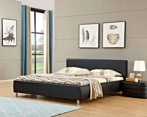 Hazlo Aleksandr Faux Leather Bed Base with Headboard -  (Queen and King Available)