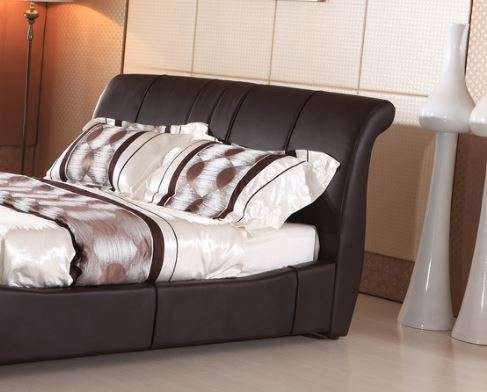 Hazlo Designer Faux Leather Sleigh Headboard -  King Brown