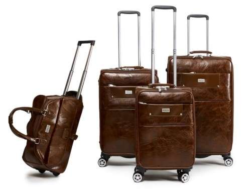 4 Piece PU Leather Vintage Trolley Luggage Bag Set (Duffle bag) Brown and Black Available