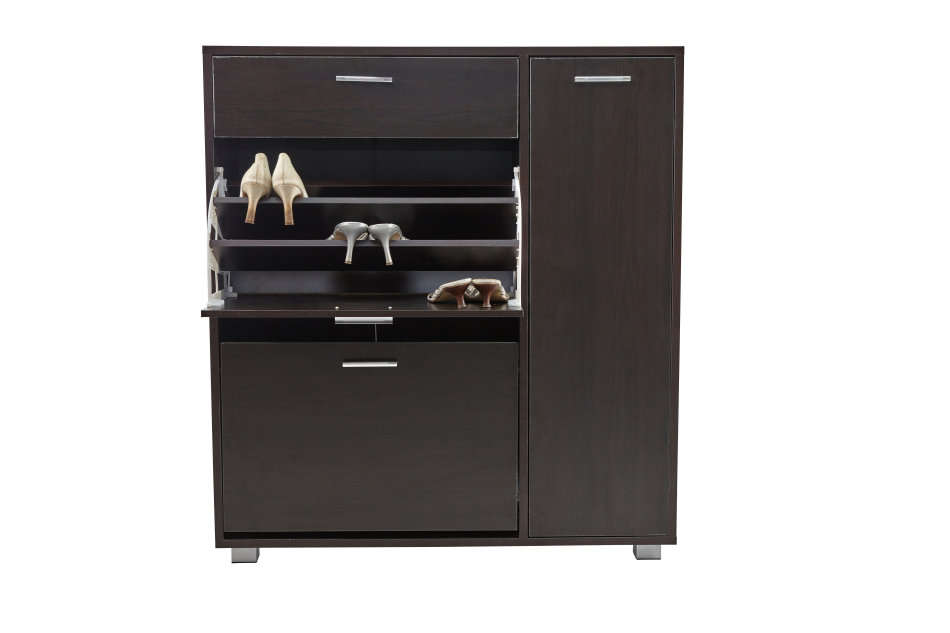 Hazlo Storage Cabinet with Fold-Out Shoe Rack and Drawer