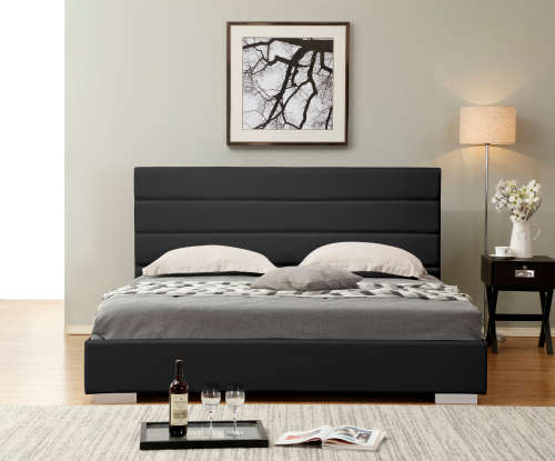 Hazlo Finnegan Faux Leather Bed Base with Headboard (Single, Double, Queen and King)