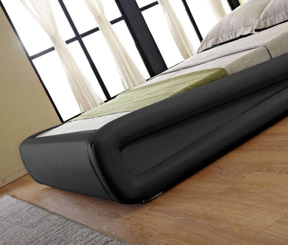 Hazlo Gabriela Modern Curve Style Faux Leather Bed Base