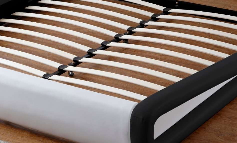 Hazlo Gabriela Modern Curve Style Faux Leather Bed Base